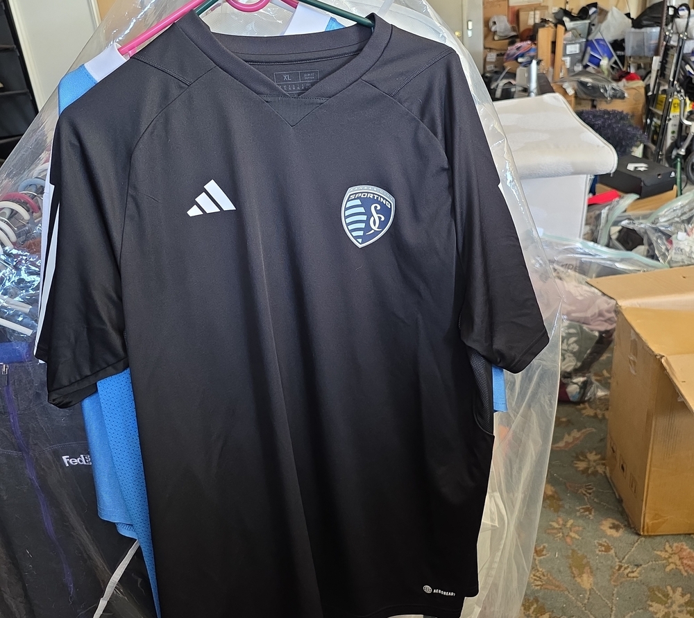 adidas Black Performance Tee with White Logo Print
